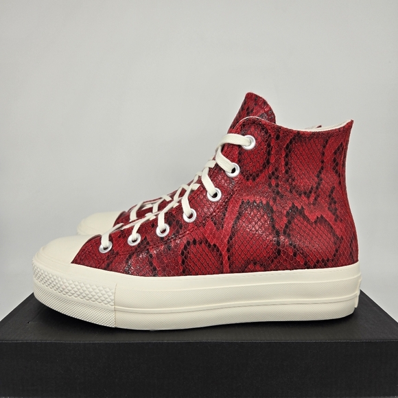 Chuck Taylor All Star Lift Platform High Snakeskin Red Women's Shoes Size 7 - Picture 1 of 8
